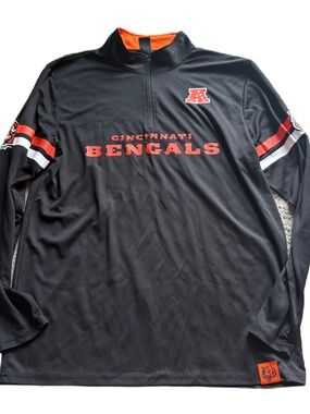NFL Cincinnati Bengals Half-Zip Pullover Large Sweatshirt Long Sleeve Black